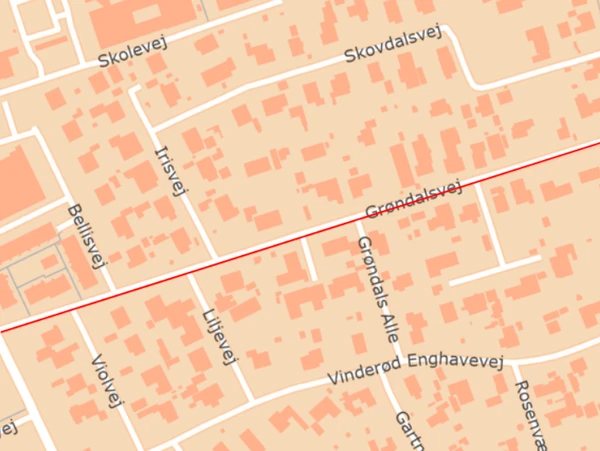 Kort over Grøndalsvej.